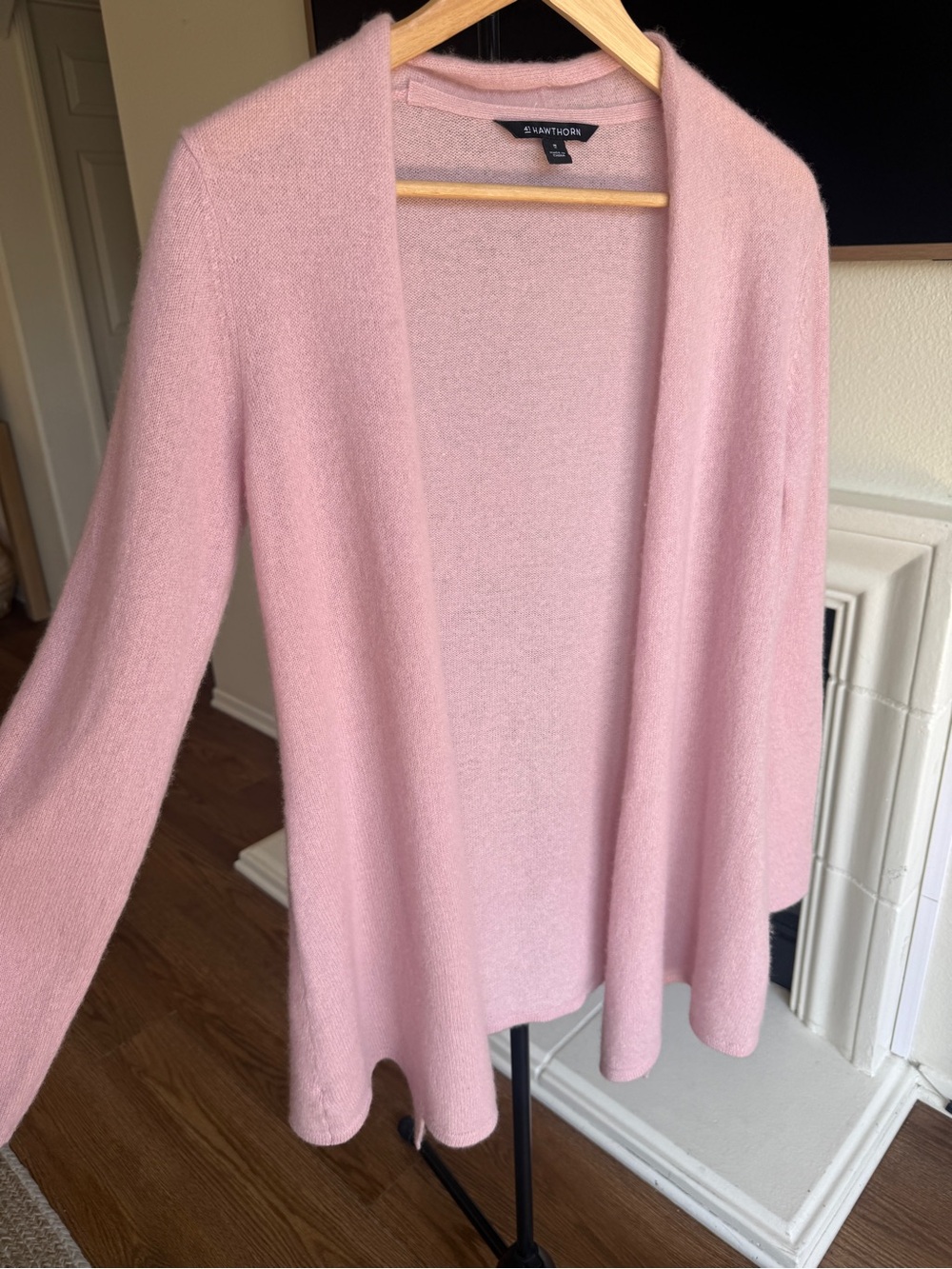 41 Hawthorn 100% Cashmere Cardigan Open Front Light Pink SZ M - Picture 5 of 9
